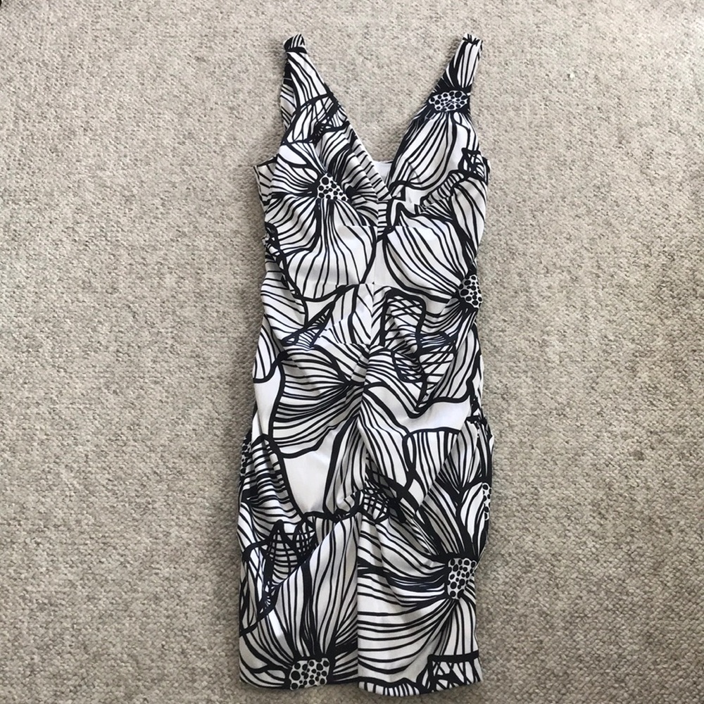 Black and white rouged dress